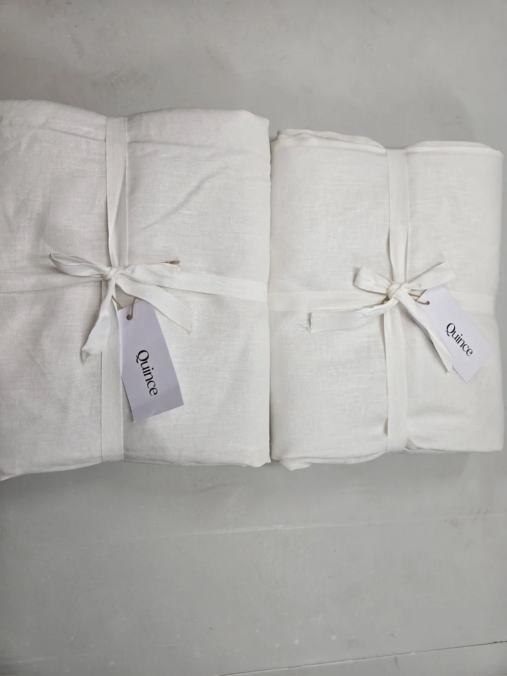 NWT QUINCE Set Of 2 48x96 European Linen True Blackout Curtains Cream 0480